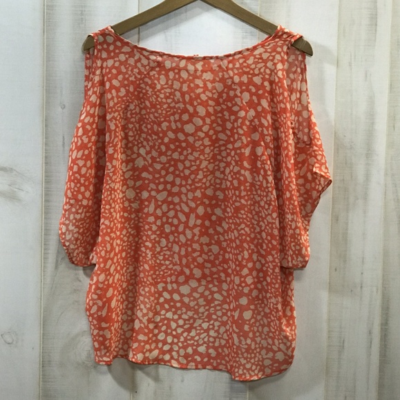 Eunishop Red Tan Print Hi Lo Top Small - Picture 2 of 3